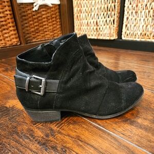 Black Suede Ankle Boots With Buckles